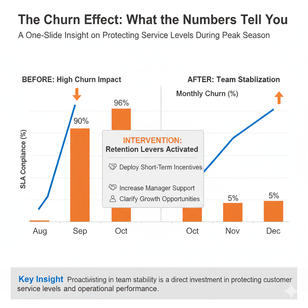Labour Churn & Service Levels: What the Numbers Tell You (One-Slide Insight)