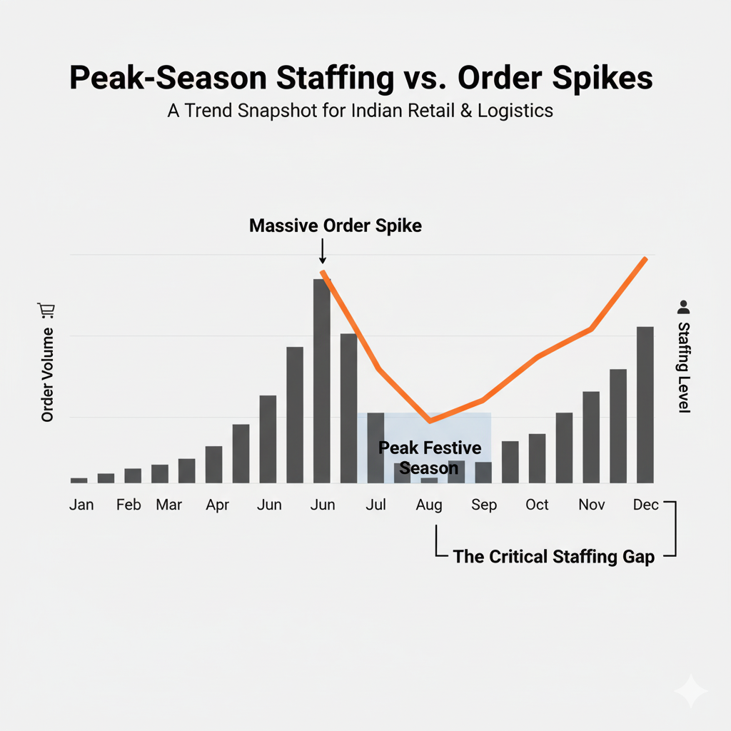 Peak-Season Staffing vs. Order Spikes: A One-Page Visual (Trend Snapshot)